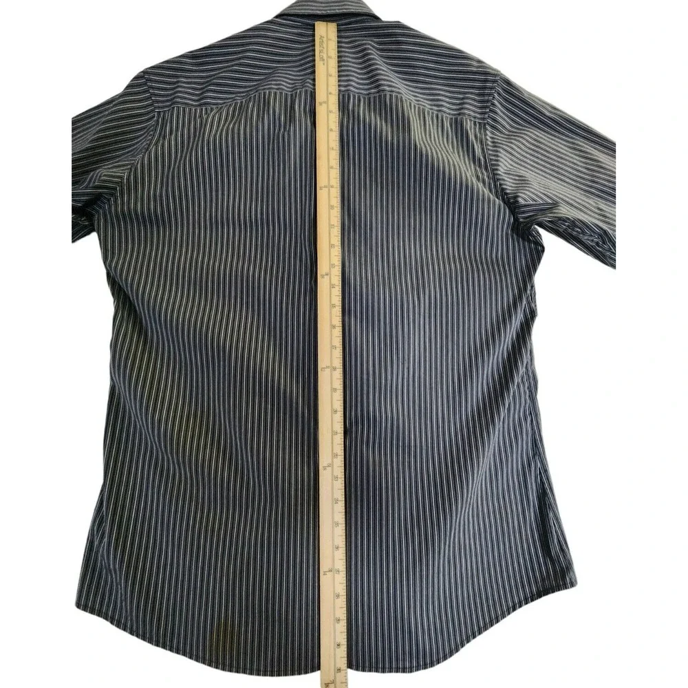 Z Zegna Dress Shirt Men's 39/15.5 Gray Striped Long Sleeve Button Up
